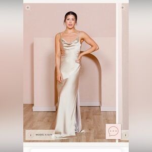 Revelry Nadia Satin Dress - Gold Champagne 703